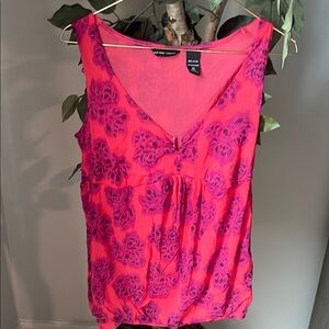 New York & Company Pink and Purple Floral Top